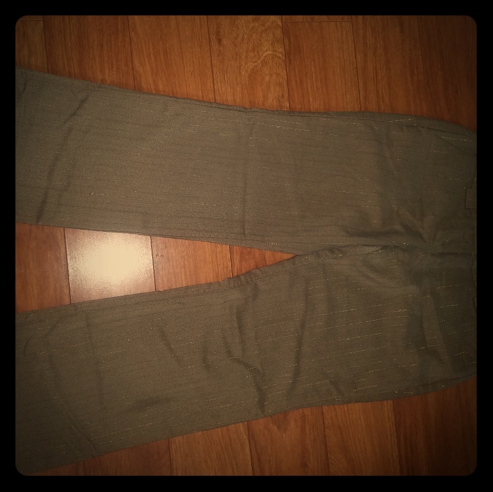 Tan/brown gold dress pants for work. Wider leg.